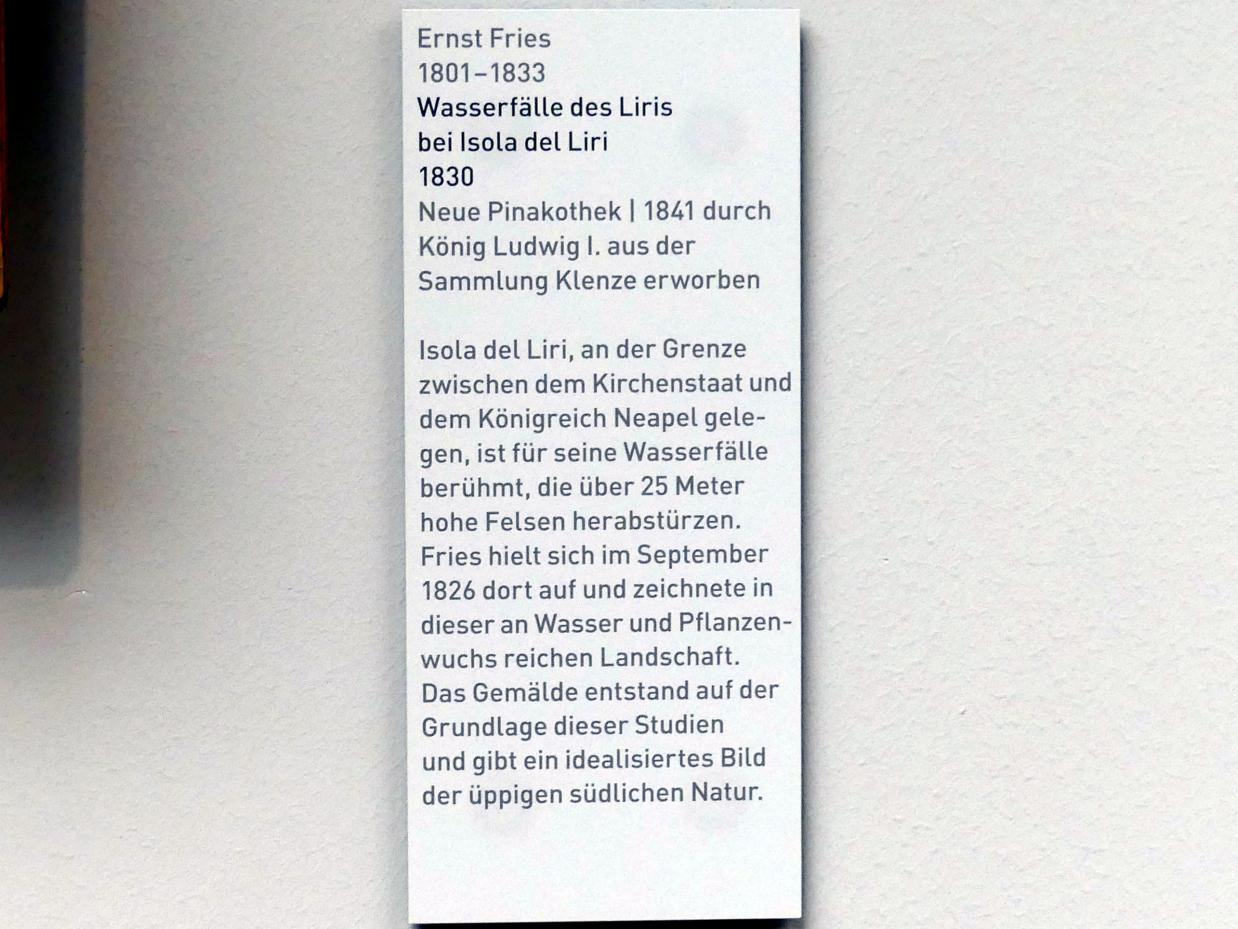 Ernst Fries (1830–1832), Wasserfälle des Liris bei Isola del Liri, München, Neue Pinakothek in der Sammlung Schack, Saal 19, 1830, Bild 2/2