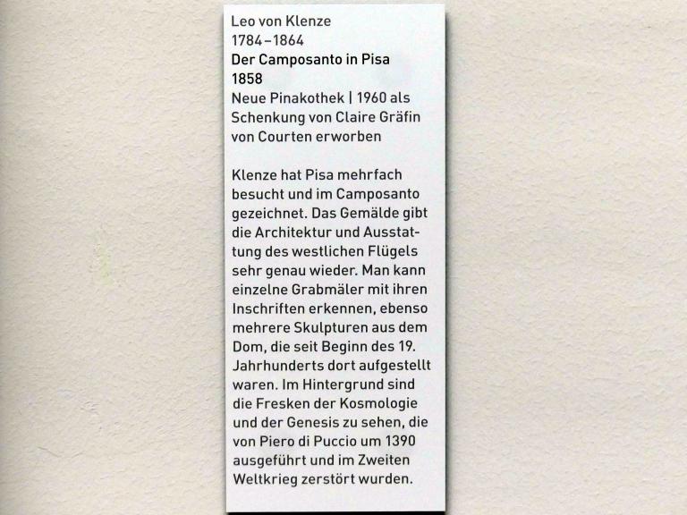 Leo von Klenze (1834–1861), Der Camposanto in Pisa, München, Neue Pinakothek in der Sammlung Schack, Saal 20, 1858, Bild 2/2
