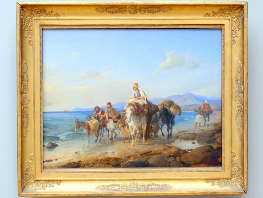 Peter von Hess (1822–1838), Griechische Landleute am Meeresstrand, München, Neue Pinakothek in der Sammlung Schack, Saal 20, 1838, Bild 1/2