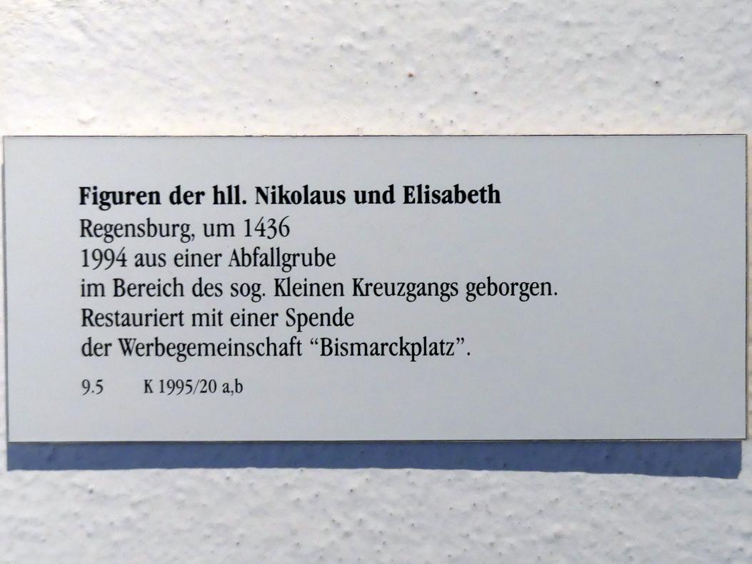 Figuren der hll. Nikolaus und Elisabeth, Regensburg, ehem. Franziskanerkloster St. Salvator, heute Museum, jetzt Regensburg, Historisches Museum, um 1436, Bild 2/2