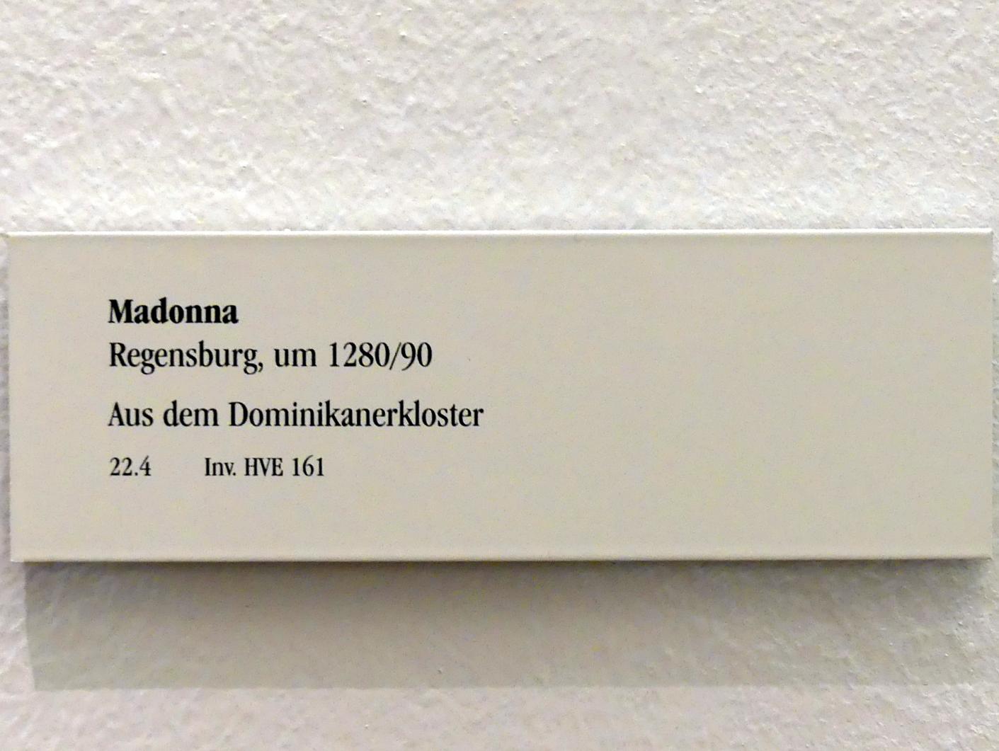 Madonna, Regensburg, ehem. Dominikanerkloster, ehem. Klosterkirche St. Blasius, jetzt Regensburg, Historisches Museum, um 1280–1290, Bild 2/2