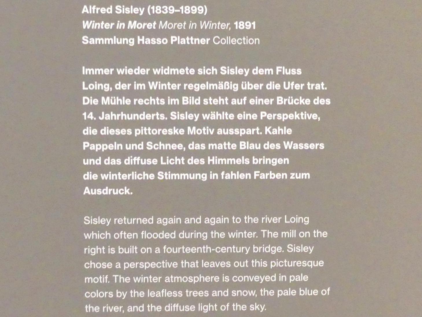 Alfred Sisley (1872–1896), Winter in Moret, Potsdam, Museum Barberini, Saal B3, 1891, Bild 2/2