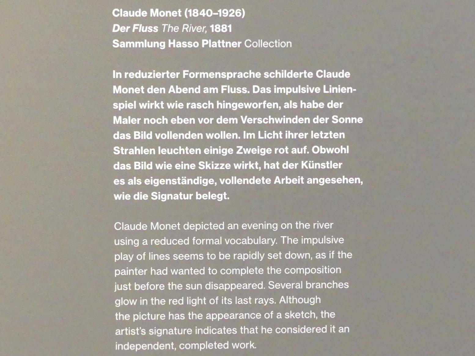 Claude Monet (1864–1925), Der Fluss, Potsdam, Museum Barberini, Saal B3, 1881, Bild 2/2