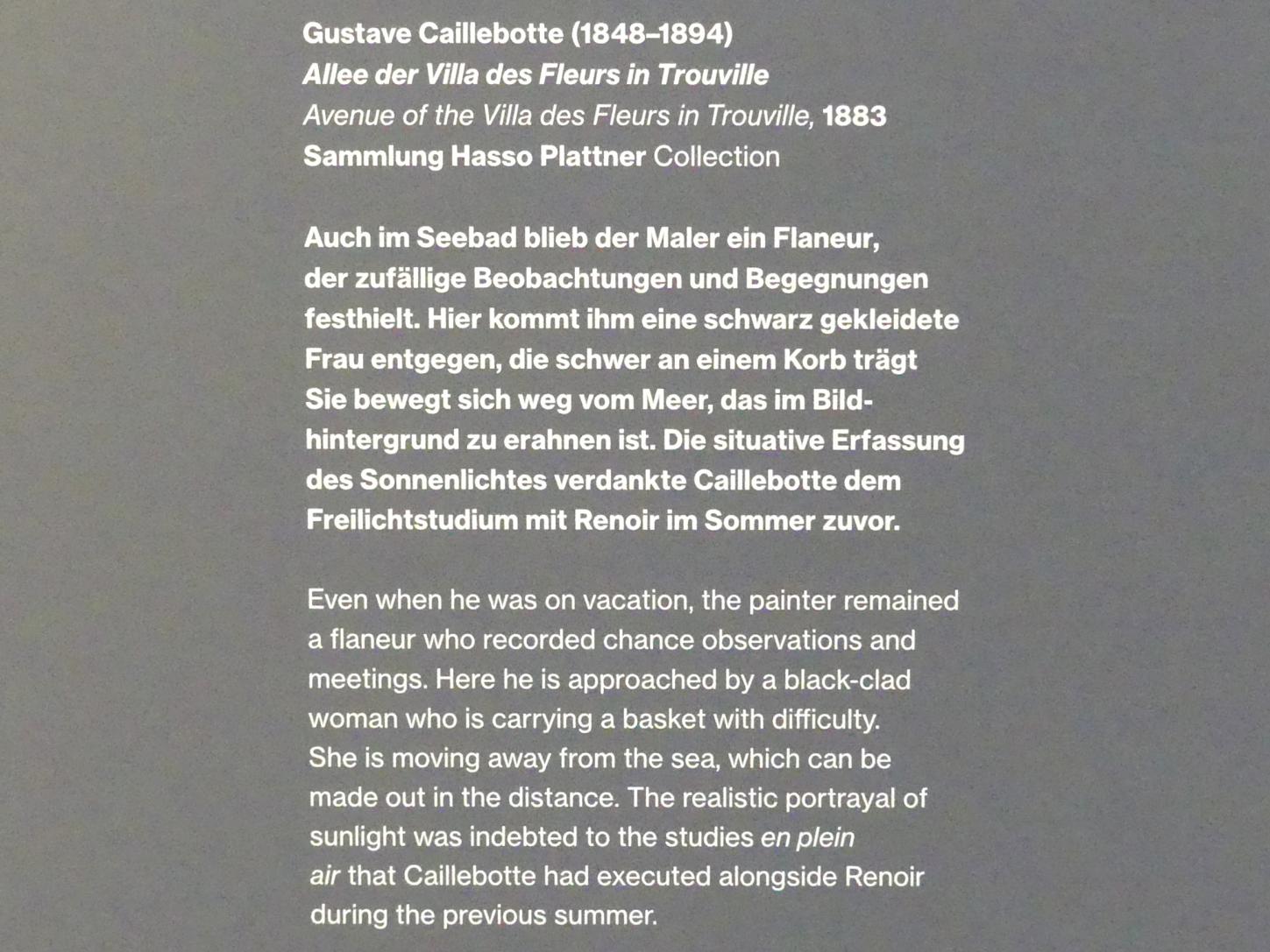 Gustave Caillebotte (1875–1893), Allee der Villa des Fleurs in Trouville, Potsdam, Museum Barberini, Saal B4, 1883, Bild 2/2