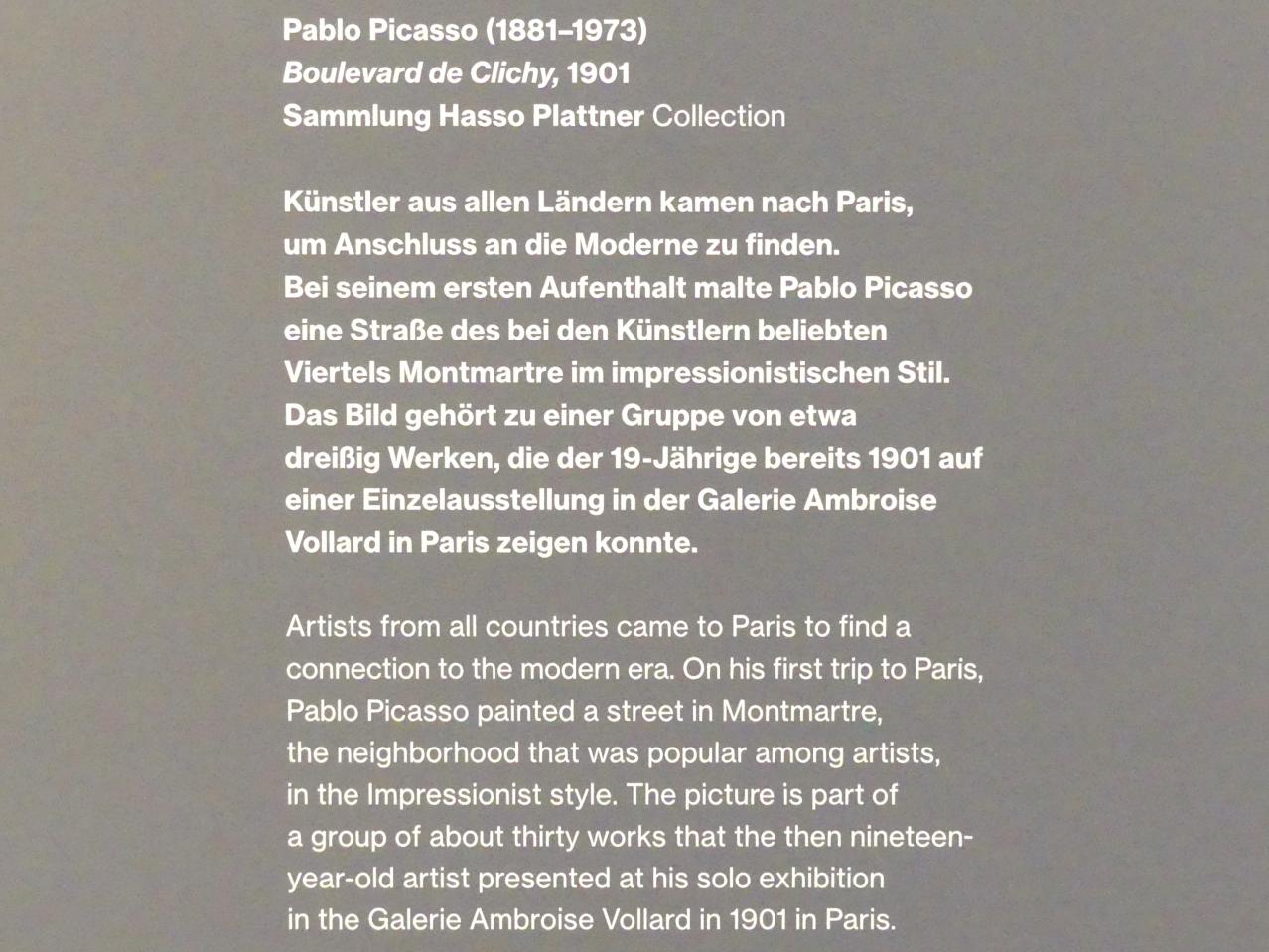 Pablo Picasso (1897–1972), Boulevard de Clichy, Potsdam, Museum Barberini, Saal B4, 1901, Bild 2/2