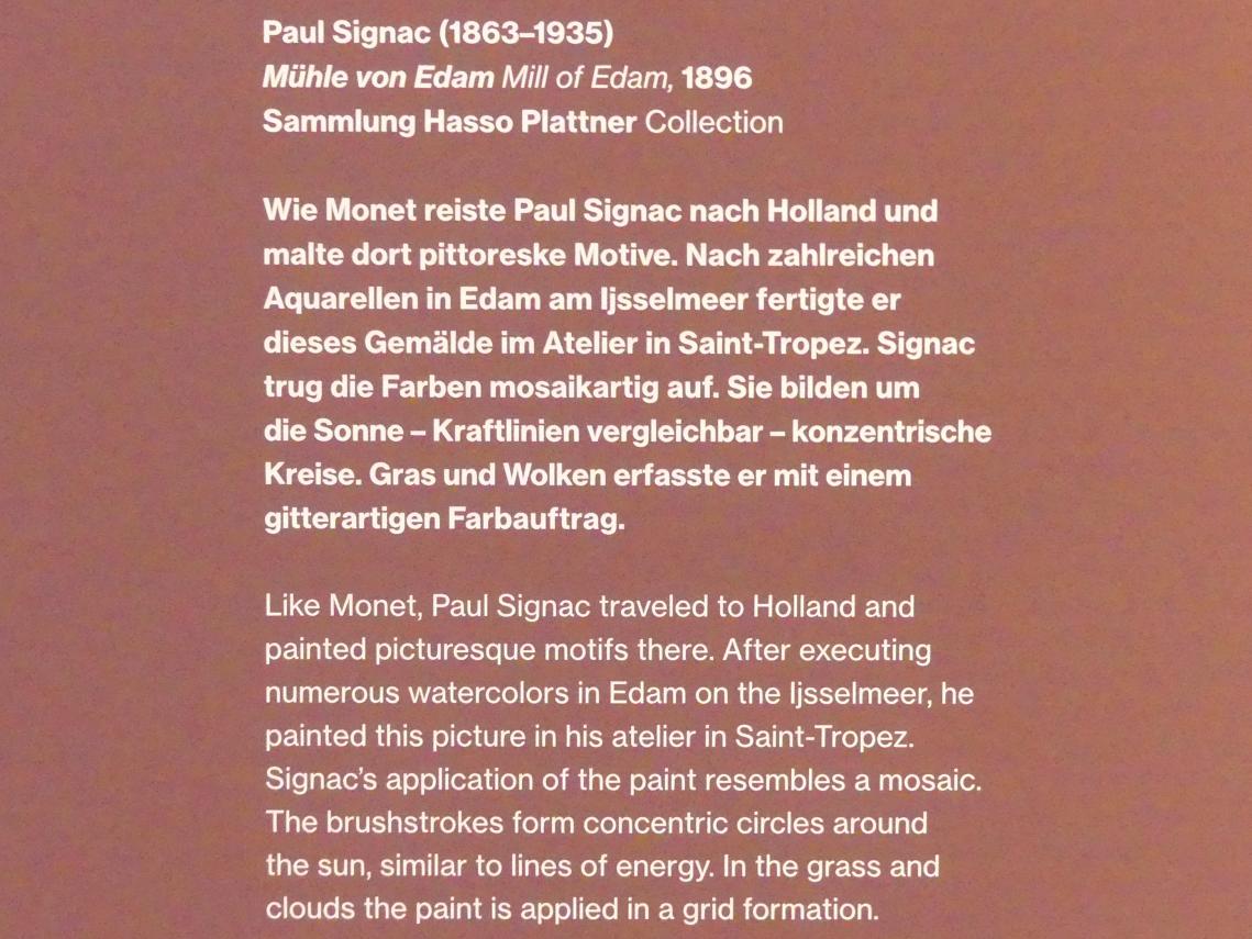 Paul Signac (1883–1933), Mühle von Edam, Potsdam, Museum Barberini, Saal B7, 1896, Bild 2/2