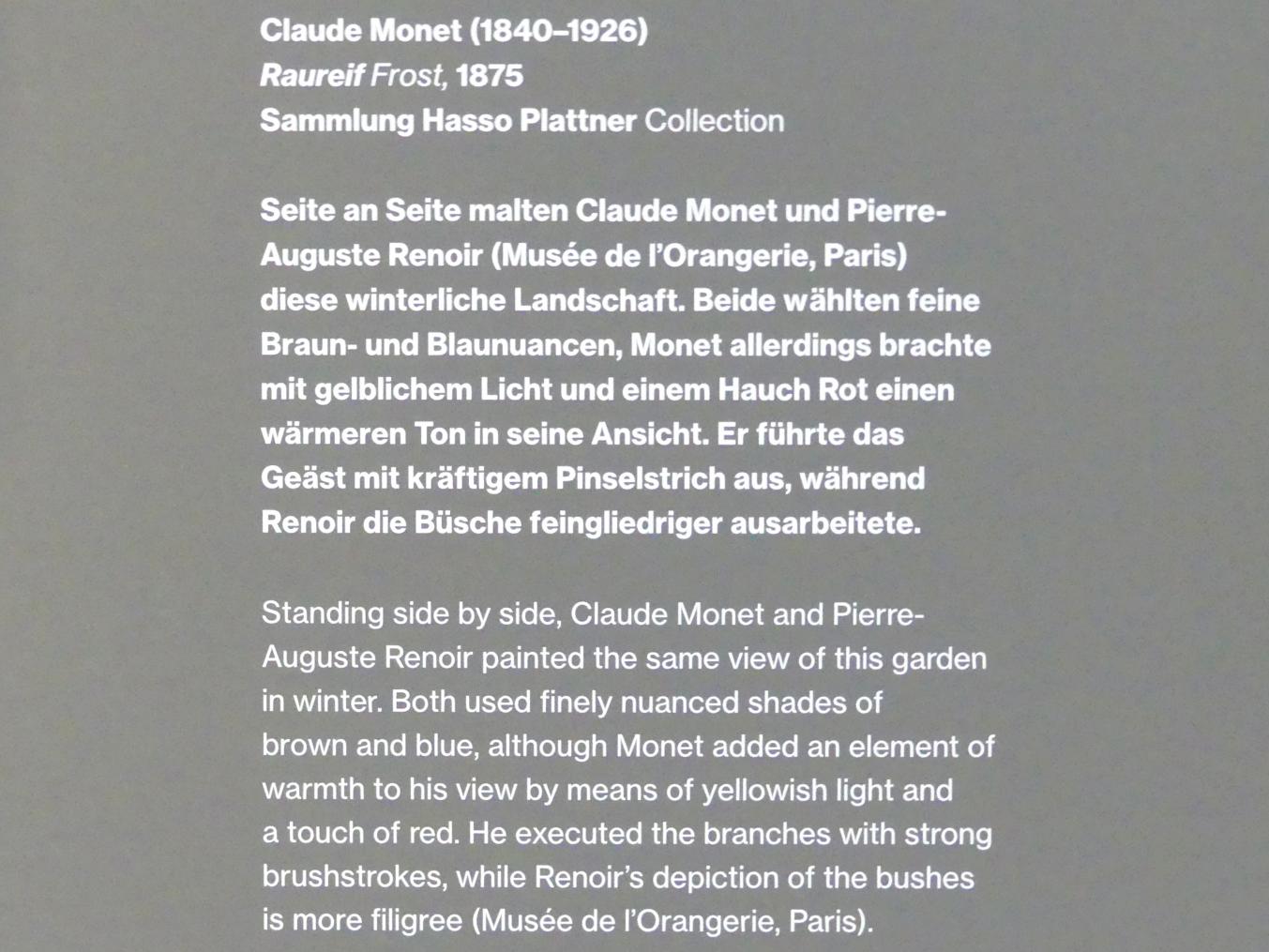 Claude Monet (1864–1925), Raureif, Potsdam, Museum Barberini, Saal A8, 1875, Bild 2/2