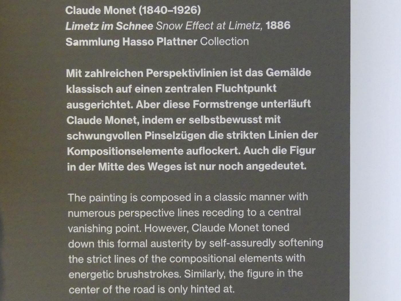 Claude Monet (1864–1925), Limetz im Schnee, Potsdam, Museum Barberini, Saal A8, 1886, Bild 2/2