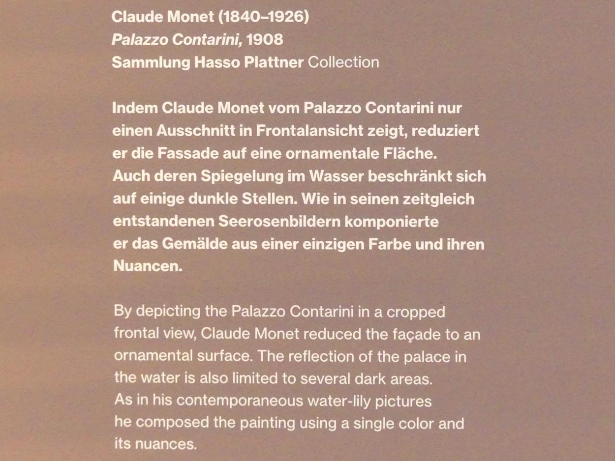 Claude Monet (1864–1925), Palazzo Contarini, Potsdam, Museum Barberini, Saal A6, 1908, Bild 2/2