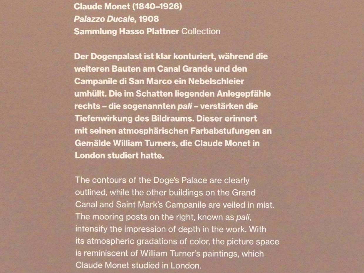 Claude Monet (1864–1925), Palazzo Ducale, Potsdam, Museum Barberini, Saal A6, 1908, Bild 2/2