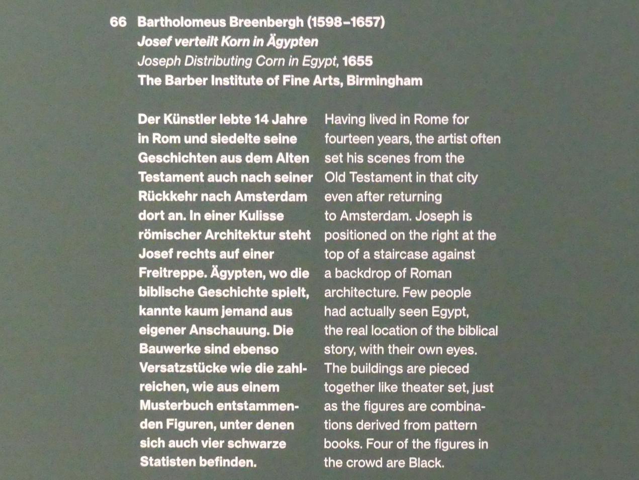 Bartholomeus Breenbergh (1627–1655), Josef verteilt Korn in Ägypten, Potsdam, Museum Barberini, Ausstellung "Rembrandts Orient" vom 13.03.-27.06.2021, Saal A3, 1655, Bild 2/2