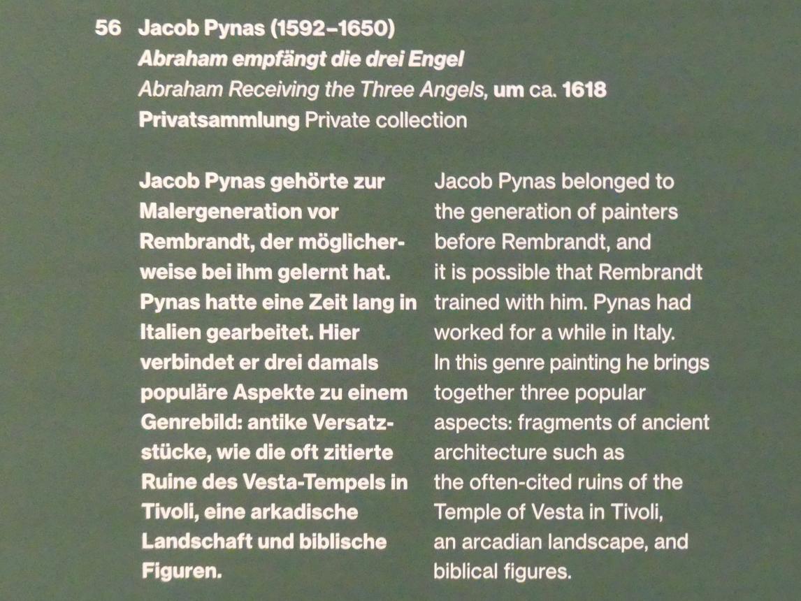 Jacob Pynas (1616–1631), Abraham empfängt die drei Engel, Potsdam, Museum Barberini, Ausstellung "Rembrandts Orient" vom 13.03.-27.06.2021, Saal A3, um 1618, Bild 2/2