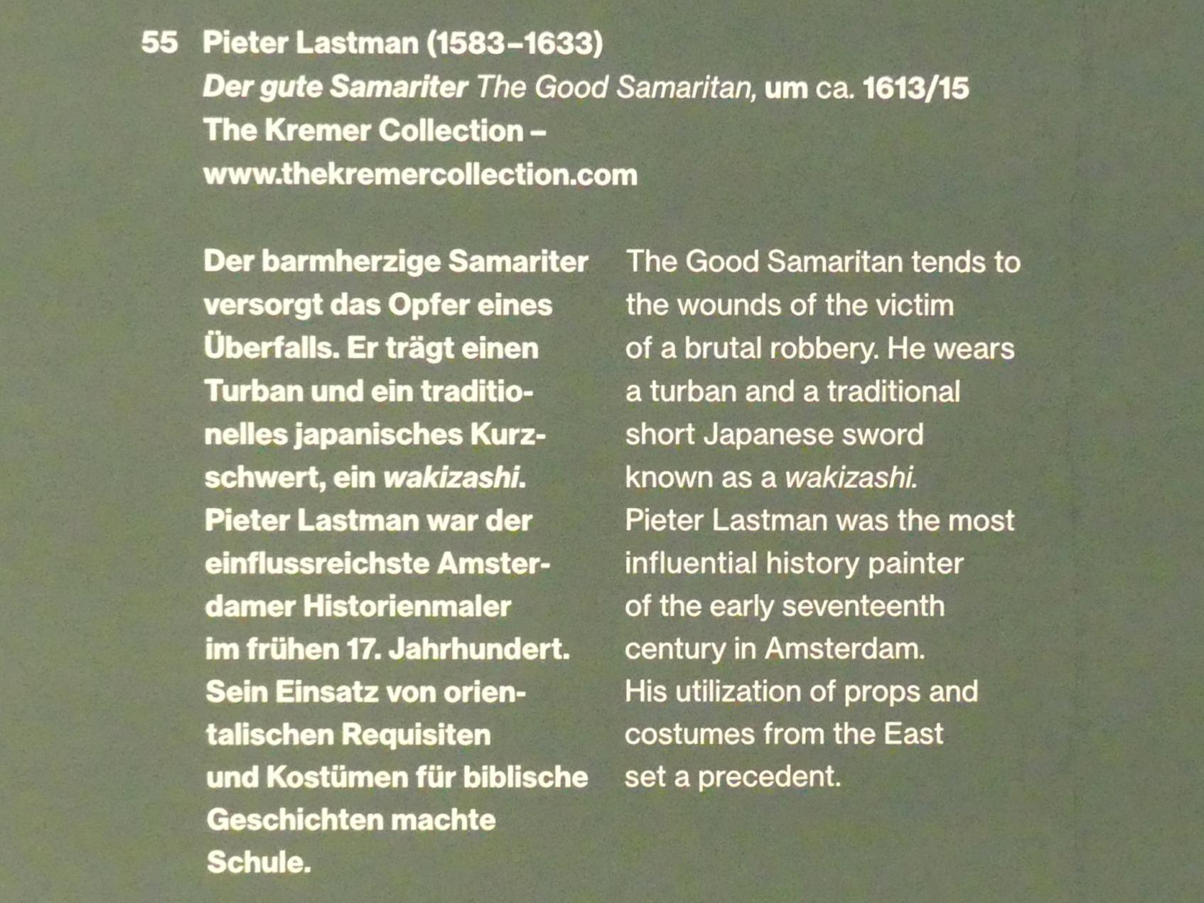 Pieter Lastman (1608–1629), Der gute Samariter, Potsdam, Museum Barberini, Ausstellung "Rembrandts Orient" vom 13.03.-27.06.2021, Saal A3, um 1613–1615, Bild 2/2
