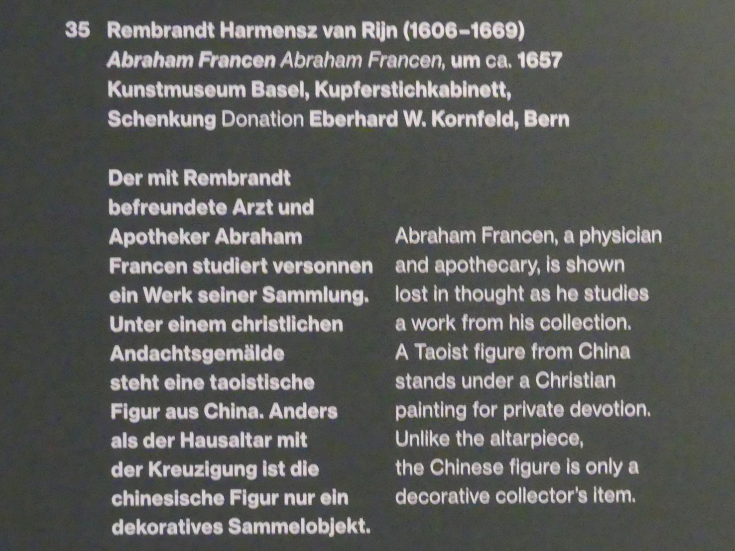 Rembrandt (Rembrandt Harmenszoon van Rijn) (1627–1669), Abraham Francen, Potsdam, Museum Barberini, Ausstellung "Rembrandts Orient" vom 13.03.-27.06.2021, Saal A4, um 1657, Bild 3/3