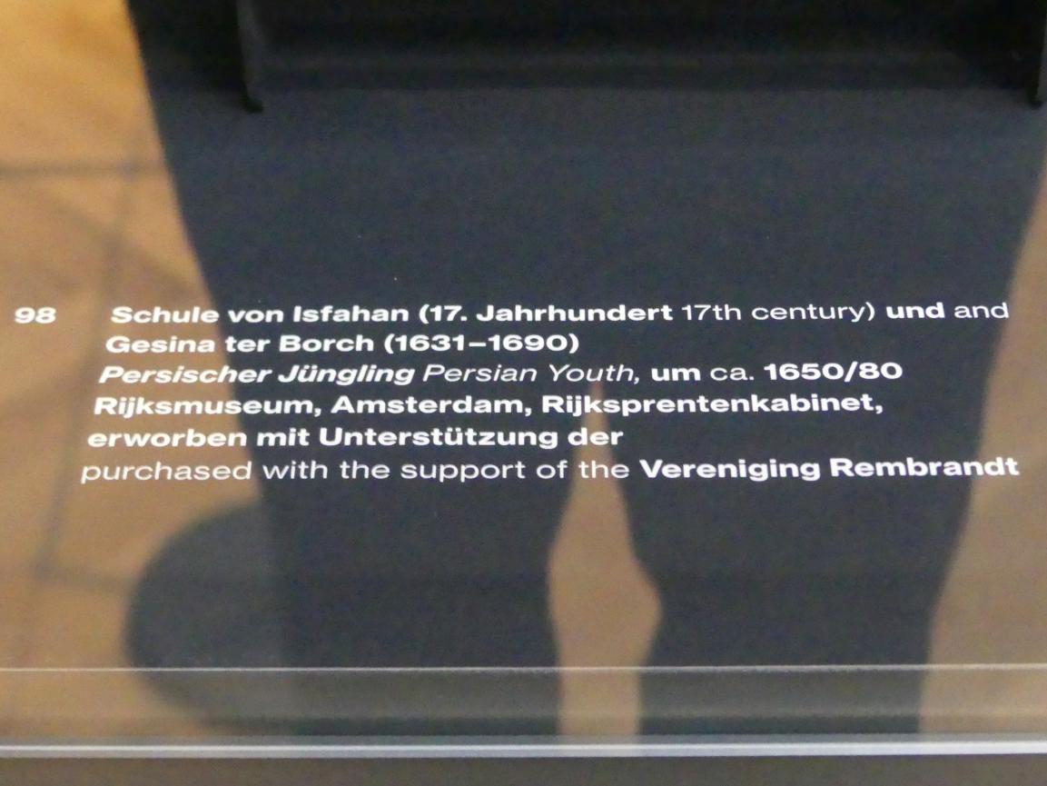 Persischer Jüngling, Potsdam, Museum Barberini, Ausstellung "Rembrandts Orient" vom 13.03.-27.06.2021, Saal A5, um 1650–1680, Bild 3/4