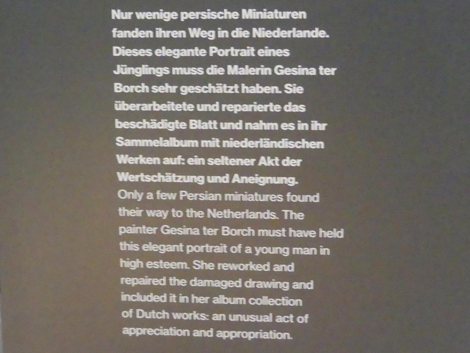 Persischer Jüngling, Potsdam, Museum Barberini, Ausstellung "Rembrandts Orient" vom 13.03.-27.06.2021, Saal A5, um 1650–1680, Bild 4/4