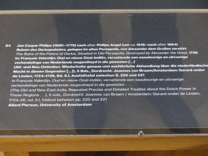 Jan Caspar Philips (Undatiert), Ruinen des Dariuspalastes, gelegen im alten Persepolis, von Alexander dem Großen zerstört, Potsdam, Museum Barberini, Ausstellung "Rembrandts Orient" vom 13.03.-27.06.2021, Saal A5, Undatiert, Bild 2/3