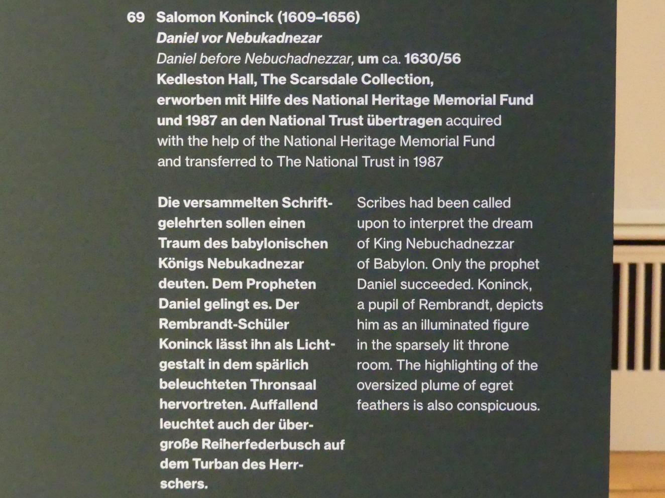 Salomon Koninck (1643–1649), Daniel vor Nebukadnezar, Potsdam, Museum Barberini, Ausstellung "Rembrandts Orient" vom 13.03.-27.06.2021, Saal A5a, um 1630–1656, Bild 2/2
