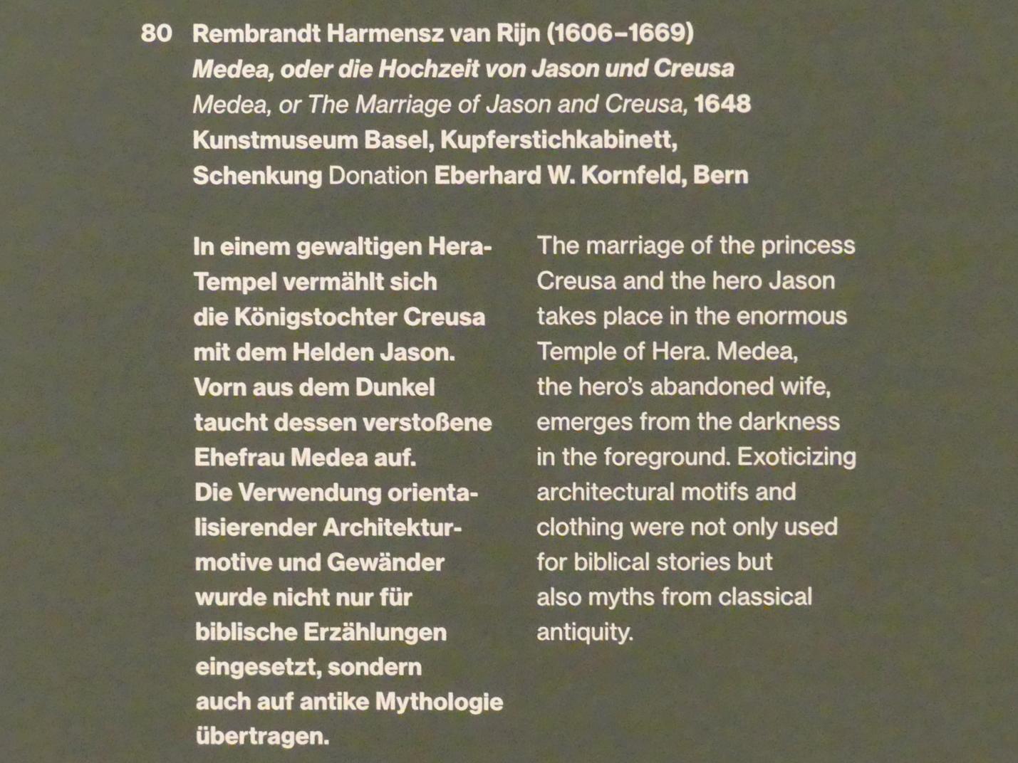 Rembrandt (Rembrandt Harmenszoon van Rijn) (1627–1669), Medea oder die Hochzeit von Jason und Creusa, Potsdam, Museum Barberini, Ausstellung "Rembrandts Orient" vom 13.03.-27.06.2021, Saal A5a, 1648, Bild 3/3