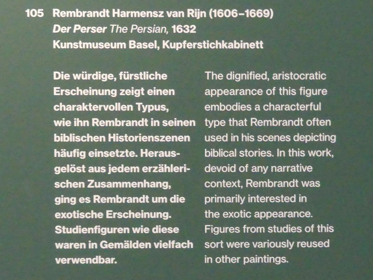 Rembrandt (Rembrandt Harmenszoon van Rijn) (1627–1669), Der Perser, Potsdam, Museum Barberini, Ausstellung "Rembrandts Orient" vom 13.03.-27.06.2021, Saal B5, 1632, Bild 3/3