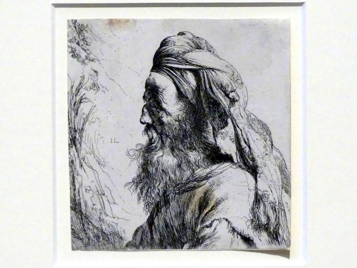 Jan Lievens (1628–1654), Bildnis eines Orientalen mit Bart und Turban, im Profil nach links, Potsdam, Museum Barberini, Ausstellung "Rembrandts Orient" vom 13.03.-27.06.2021, Saal B5, um 1630–1632, Bild 2/3