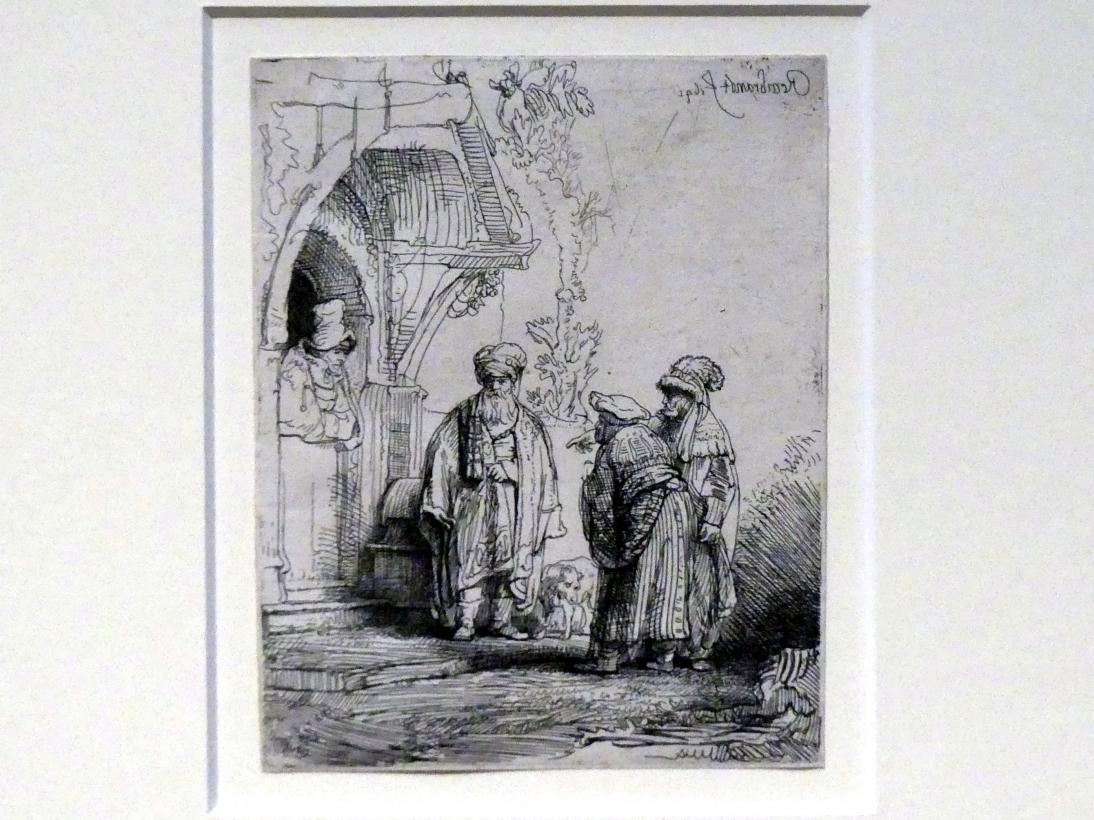 Rembrandt (Rembrandt Harmenszoon van Rijn) (1627–1669), Die drei Orientalen, Potsdam, Museum Barberini, Ausstellung "Rembrandts Orient" vom 13.03.-27.06.2021, Saal B5, 1641, Bild 2/3