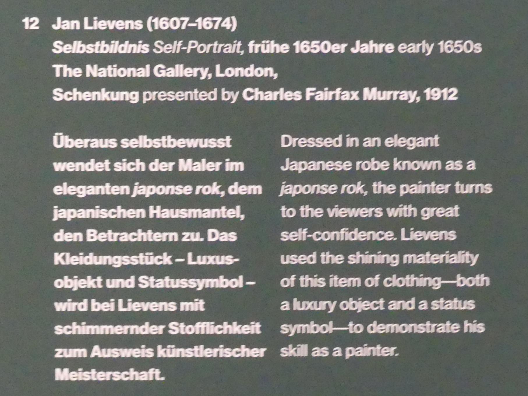 Jan Lievens (1628–1654), Selbstbildnis, Potsdam, Museum Barberini, Ausstellung "Rembrandts Orient" vom 13.03.-27.06.2021, Saal A1, um 1650–1654, Bild 2/2