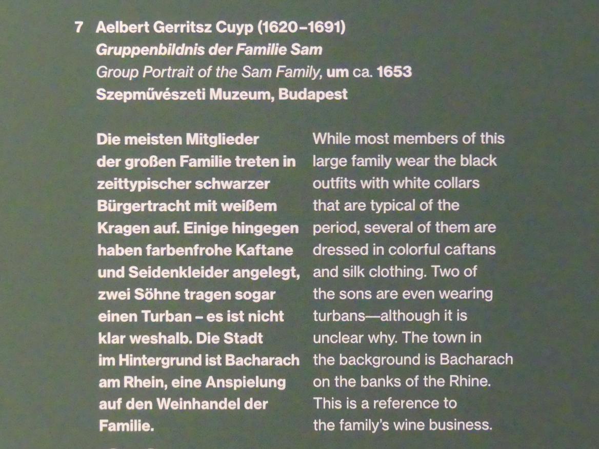 Aelbert Cuyp (1640–1667), Gruppenbildnis der Familie Sam, Potsdam, Museum Barberini, Ausstellung "Rembrandts Orient" vom 13.03.-27.06.2021, Saal A1, um 1653, Bild 4/4