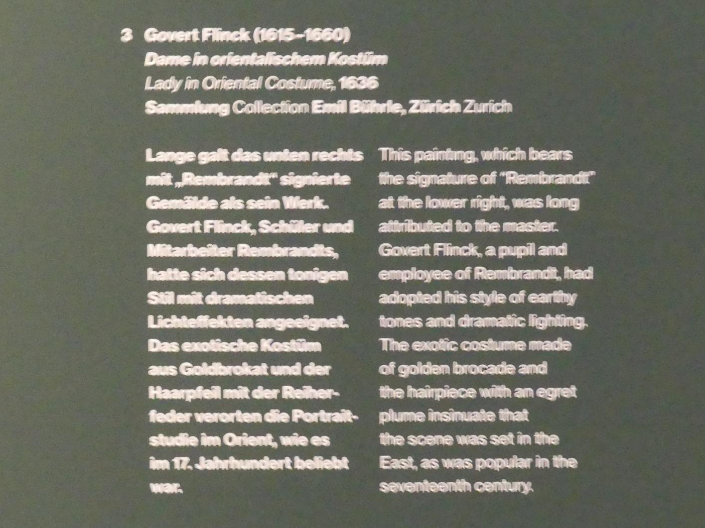 Govaert Flinck (1634–1645), Dame in orientalischem Kostüm, Potsdam, Museum Barberini, Ausstellung "Rembrandts Orient" vom 13.03.-27.06.2021, Saal A1, 1636, Bild 2/2