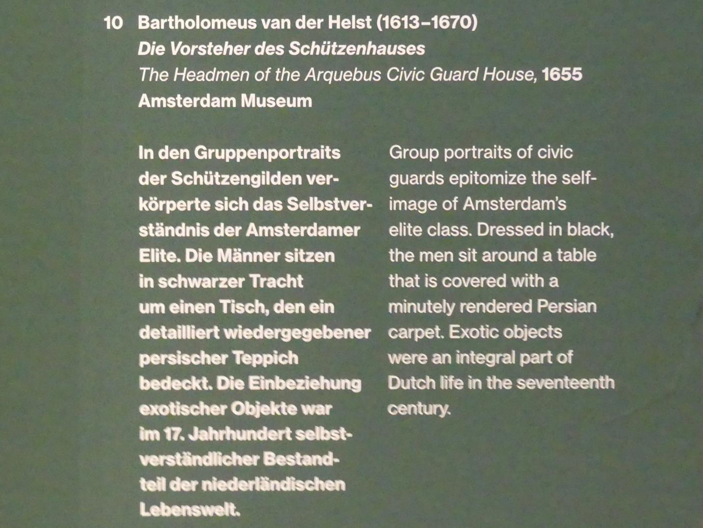 Bartholomeus van der Helst (1640–1669), Die Vorsteher des Schützenhauses, Potsdam, Museum Barberini, Ausstellung "Rembrandts Orient" vom 13.03.-27.06.2021, Saal A1, 1655, Bild 2/2