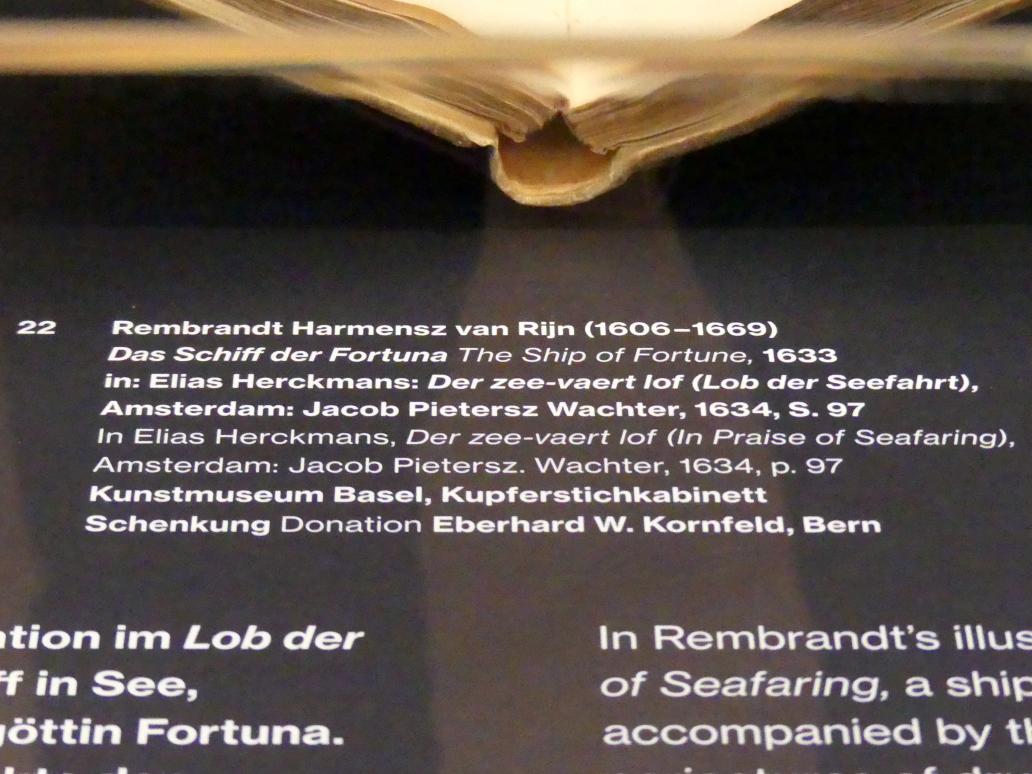 Rembrandt (Rembrandt Harmenszoon van Rijn) (1627–1669), Das Schiff der Fortuna, Potsdam, Museum Barberini, Ausstellung "Rembrandts Orient" vom 13.03.-27.06.2021, Saal A2, 1633, Bild 2/3