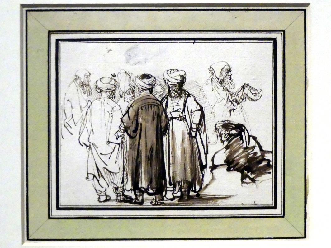 Rembrandt (Rembrandt Harmenszoon van Rijn) (1627–1669), Männer in orientalischer Kleidung und zwei Studien eines Bettlers in Halbfigur, Potsdam, Museum Barberini, Ausstellung "Rembrandts Orient" vom 13.03.-27.06.2021, Saal A2, um 1641–1642, Bild 2/3