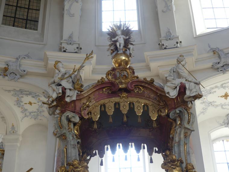 Johann Michael Feuchtmayer der Jüngere (Johann Michael II Feichtmayr) (1732–1767), Gnadenrotunde mit Gnadenaltar, Vierzehnheiligen (Bad Staffelstein), Pfarr- und Wallfahrtskirche Mariä Himmelfahrt, 1763–1772, Bild 6/26