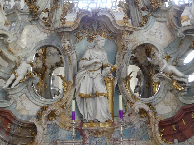 Johann Michael Feuchtmayer der Jüngere (Johann Michael II Feichtmayr) (1732–1767), Gnadenrotunde mit Gnadenaltar, Vierzehnheiligen (Bad Staffelstein), Pfarr- und Wallfahrtskirche Mariä Himmelfahrt, 1763–1772, Bild 7/26