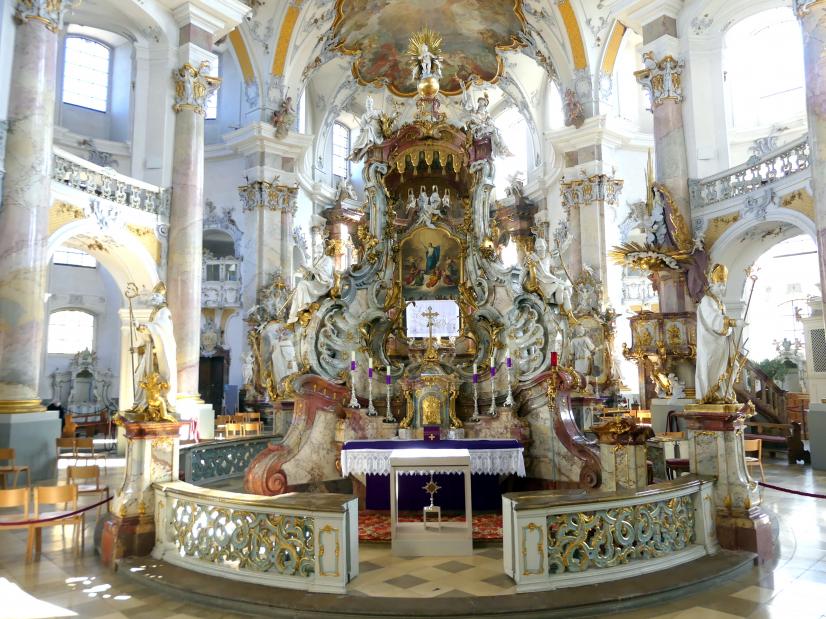 Johann Michael Feuchtmayer der Jüngere (Johann Michael II Feichtmayr) (1732–1767), Gnadenrotunde mit Gnadenaltar, Vierzehnheiligen (Bad Staffelstein), Pfarr- und Wallfahrtskirche Mariä Himmelfahrt, 1763–1772, Bild 11/26