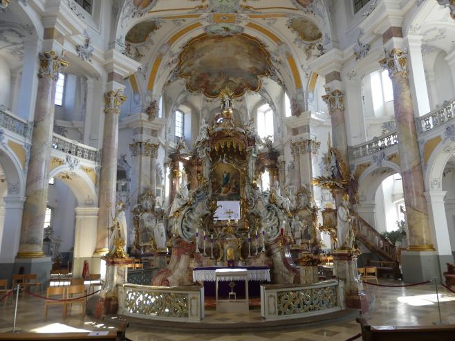 Johann Michael Feuchtmayer der Jüngere (Johann Michael II Feichtmayr) (1732–1767), Gnadenrotunde mit Gnadenaltar, Vierzehnheiligen (Bad Staffelstein), Pfarr- und Wallfahrtskirche Mariä Himmelfahrt, 1763–1772, Bild 12/26