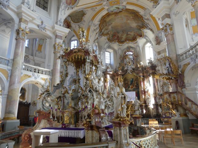 Johann Michael Feuchtmayer der Jüngere (Johann Michael II Feichtmayr) (1732–1767), Gnadenrotunde mit Gnadenaltar, Vierzehnheiligen (Bad Staffelstein), Pfarr- und Wallfahrtskirche Mariä Himmelfahrt, 1763–1772, Bild 15/26