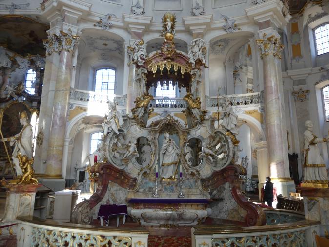 Johann Michael Feuchtmayer der Jüngere (Johann Michael II Feichtmayr) (1732–1767), Gnadenrotunde mit Gnadenaltar, Vierzehnheiligen (Bad Staffelstein), Pfarr- und Wallfahrtskirche Mariä Himmelfahrt, 1763–1772, Bild 19/26