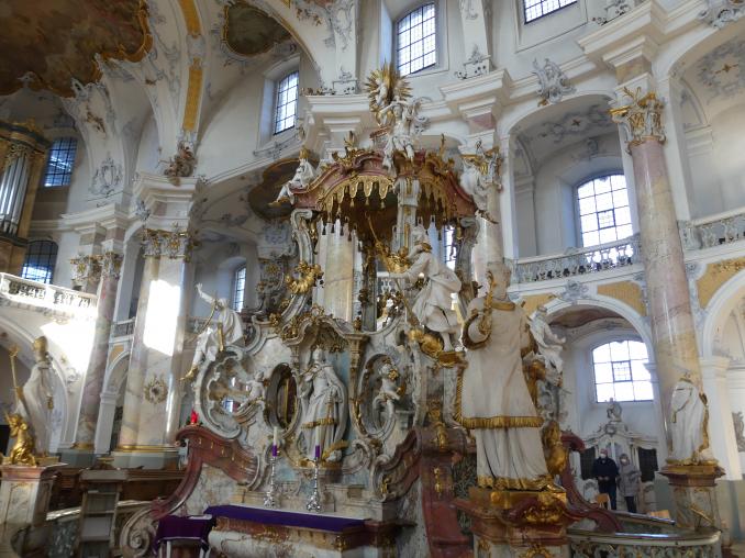 Johann Michael Feuchtmayer der Jüngere (Johann Michael II Feichtmayr) (1732–1767), Gnadenrotunde mit Gnadenaltar, Vierzehnheiligen (Bad Staffelstein), Pfarr- und Wallfahrtskirche Mariä Himmelfahrt, 1763–1772, Bild 24/26