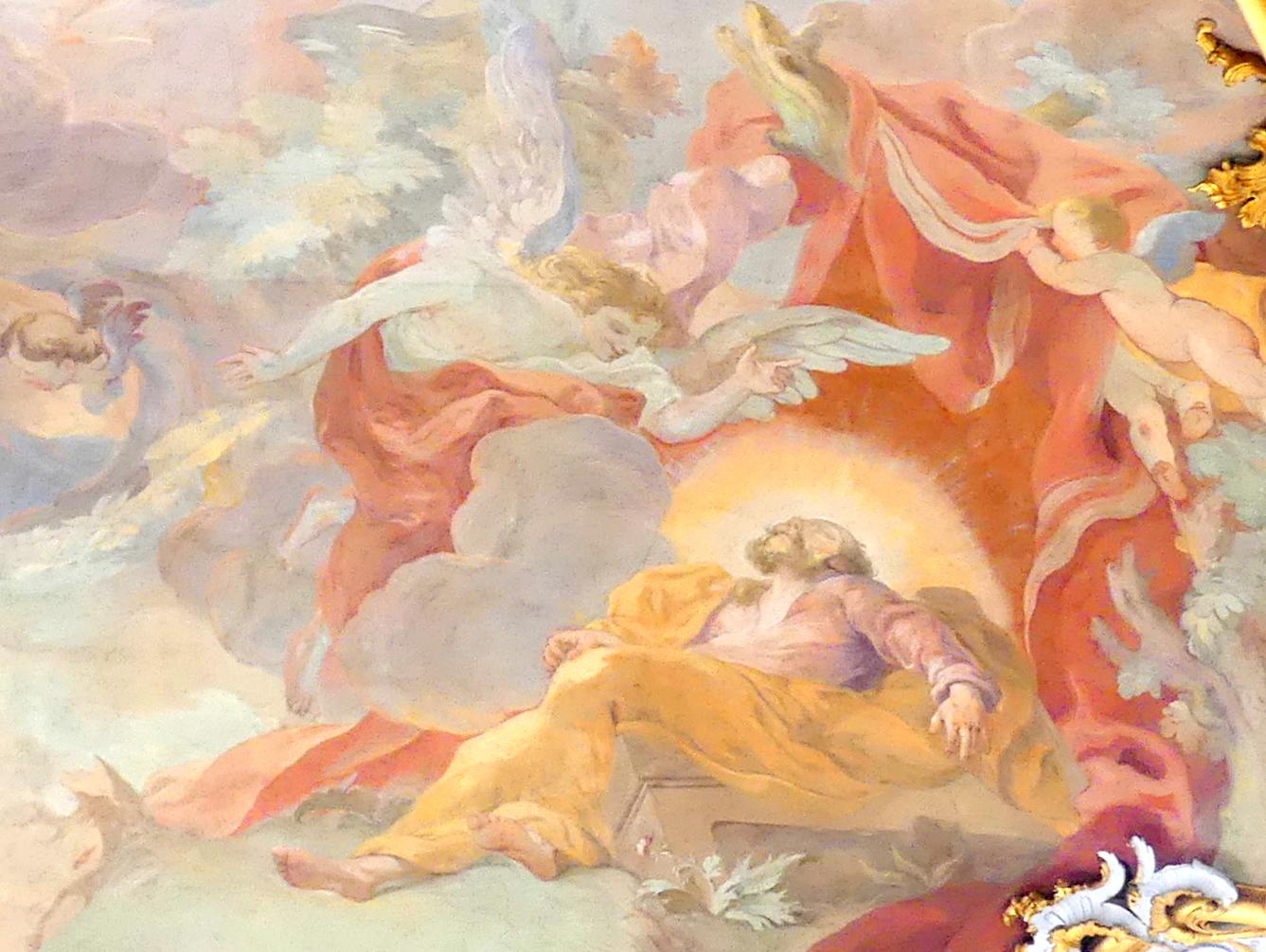 Joseph Ignaz Appiani (Giuseppe Appiani) (1750–1767), Befehl des Engels an Joseph, Vierzehnheiligen (Bad Staffelstein), Pfarr- und Wallfahrtskirche Mariä Himmelfahrt, 1763–1772, Bild 2/2