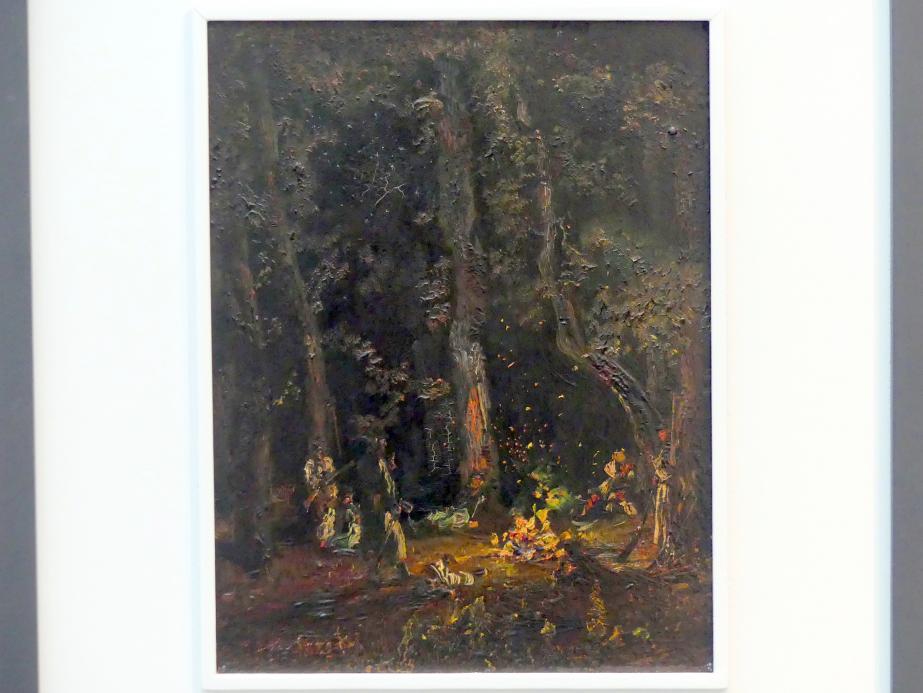 Anton Romako (1854–1883), Lager im Wald (Zigeunerlager), Linz, Lentos Kunstmuseum Linz, Saal 1 - Restitutionen, 1875–1876, Bild 2/3