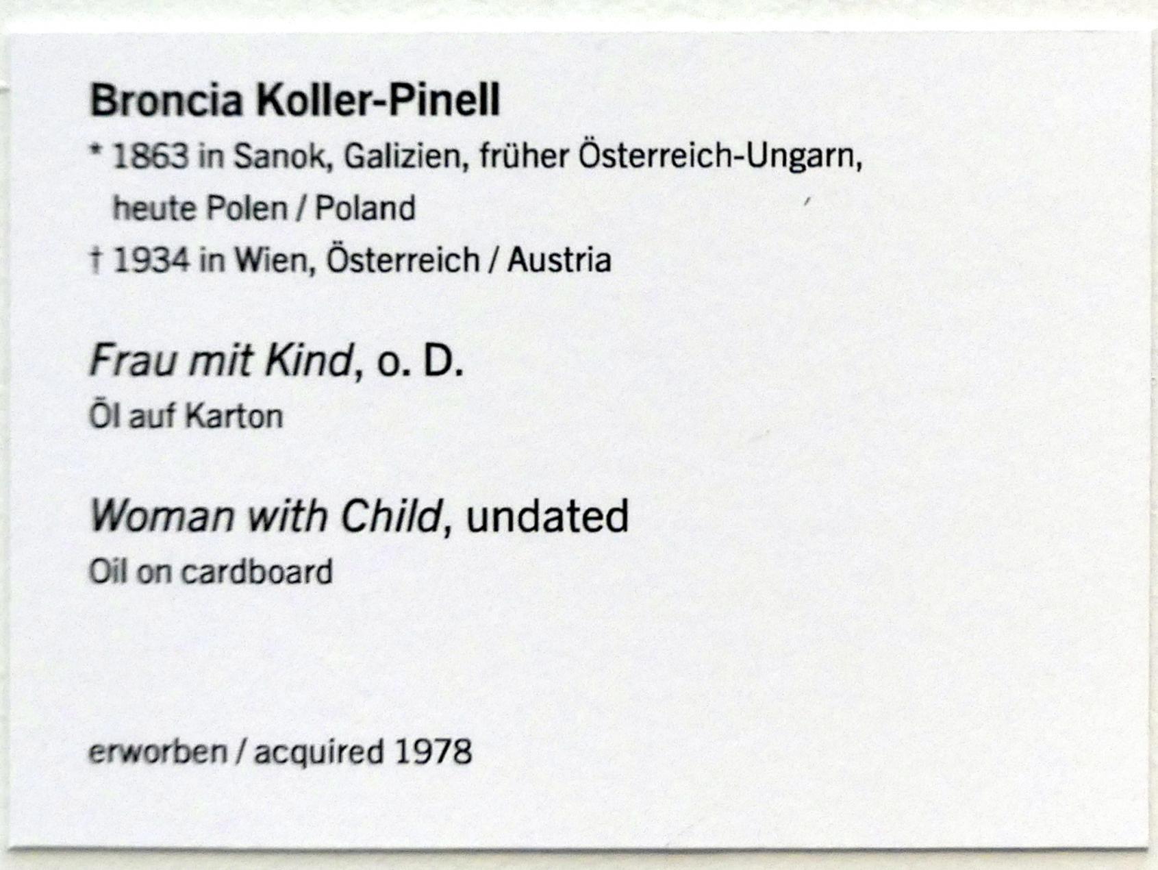 Broncia Koller-Pinell (1895–1914), Frau mit Kind, Linz, Lentos Kunstmuseum Linz, Saal 2 - Wien um 1900, Undatiert, Bild 2/2
