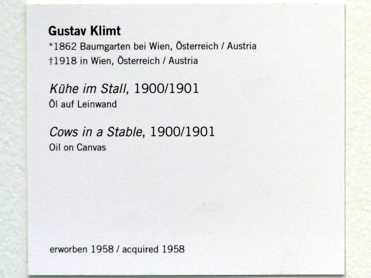 Gustav Klimt (1891–1917), Kühe im Stall, Linz, Lentos Kunstmuseum Linz, Saal 2 - Wien um 1900, 1900–1901, Bild 2/2