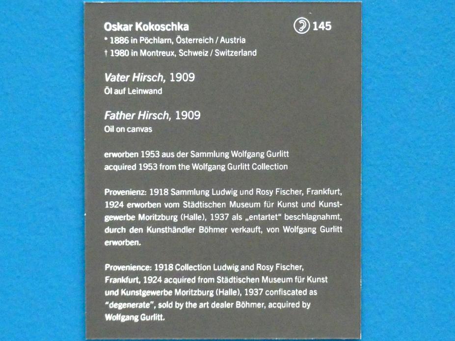 Oskar Kokoschka (1909–1955), Vater Hirsch, Linz, Lentos Kunstmuseum Linz, Saal 3 - Wege zur Abstraktion, 1909, Bild 3/3