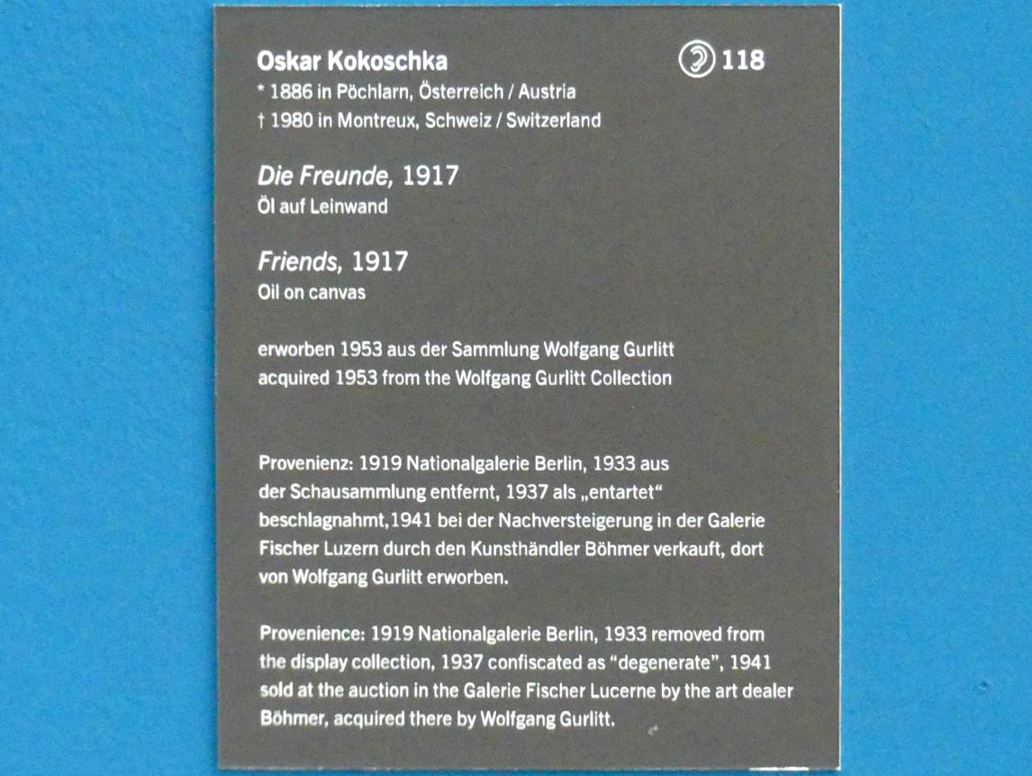 Oskar Kokoschka (1909–1955), Die Freunde, Linz, Lentos Kunstmuseum Linz, Saal 3 - Wege zur Abstraktion, 1917, Bild 3/3