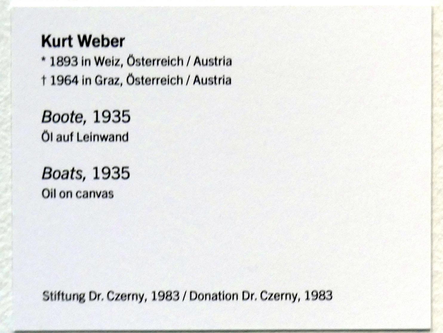 Kurt Weber (1935), Boote, Linz, Lentos Kunstmuseum Linz, Saal 3 - Wege zur Abstraktion, 1935, Bild 2/2