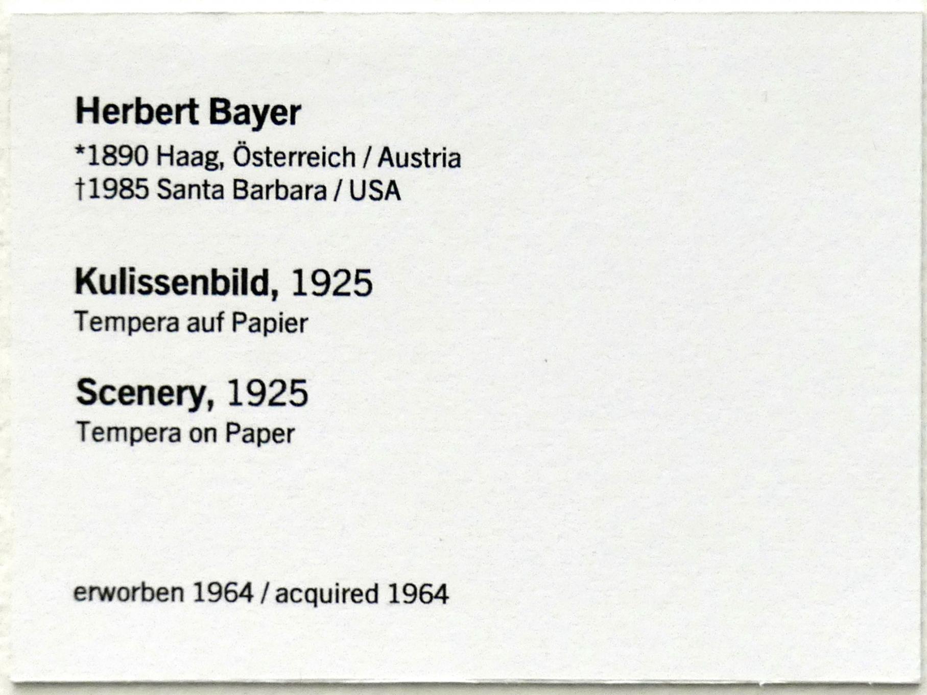 Herbert Bayer (1925–1972), Kulissenbild, Linz, Lentos Kunstmuseum Linz, Saal 3 - Wege zur Abstraktion, 1925, Bild 2/2