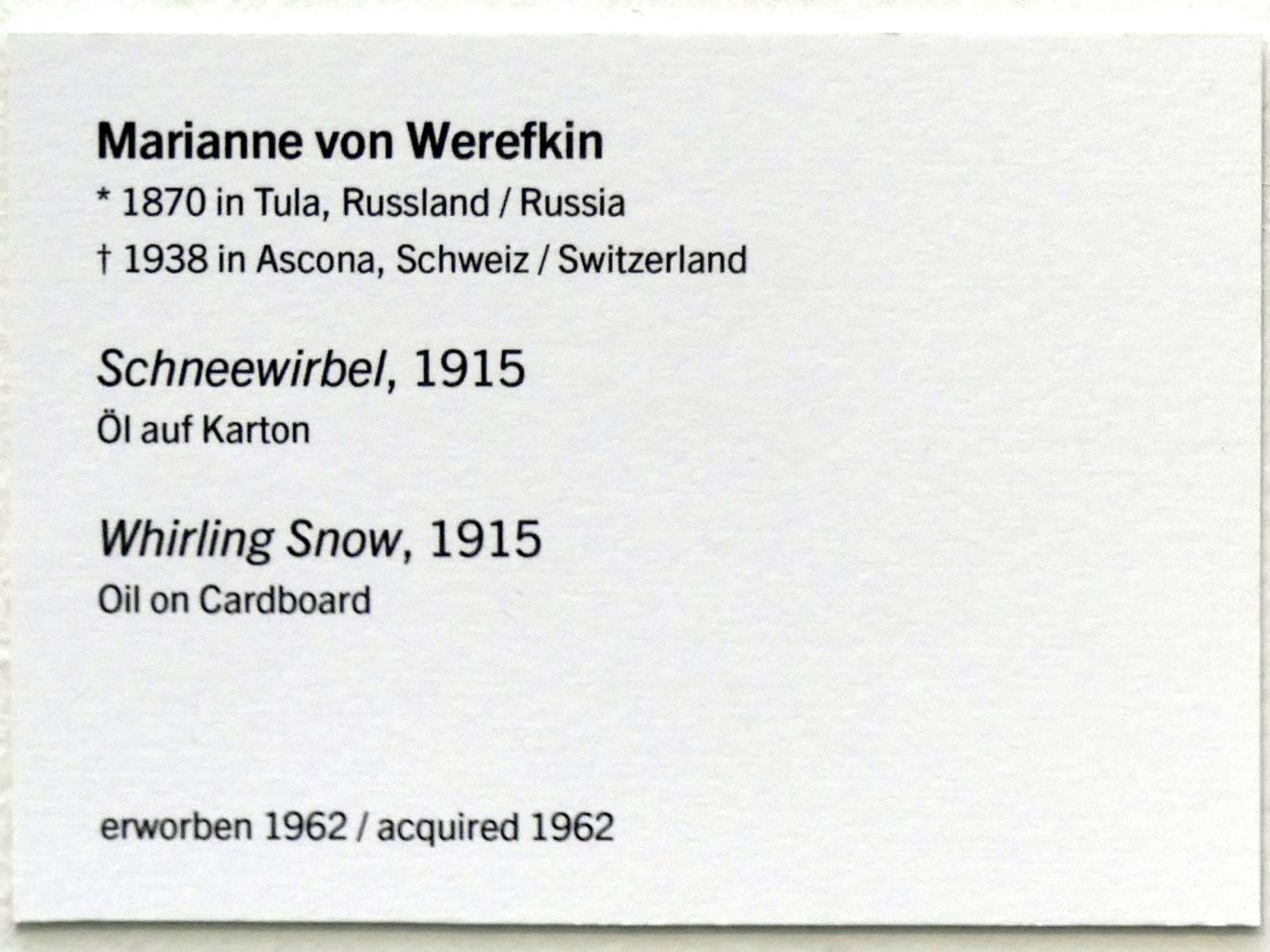 Marianne von Werefkin (1881–1932), Schneewirbel, Linz, Lentos Kunstmuseum Linz, Saal 3 - Wege zur Abstraktion, 1915, Bild 2/2
