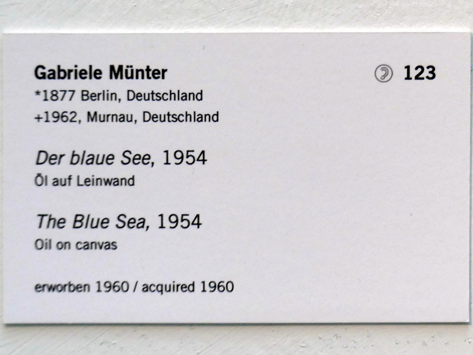 Gabriele Münter (1903–1954), Der blaue See, Linz, Lentos Kunstmuseum Linz, Saal 3 - Wege zur Abstraktion, 1954, Bild 2/2