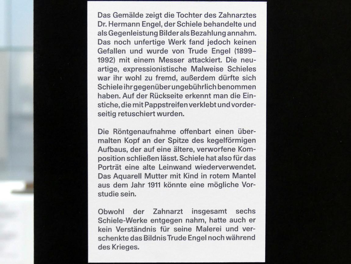 Egon Schiele (1908–1918), Bildnis Trude Engel, Linz, Lentos Kunstmuseum Linz, Saal 3 - Wege zur Abstraktion, um 1913, Bild 4/12
